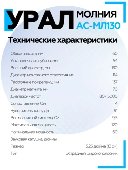 Акустическая система URAL МОЛНИЯ АС-МЛ130